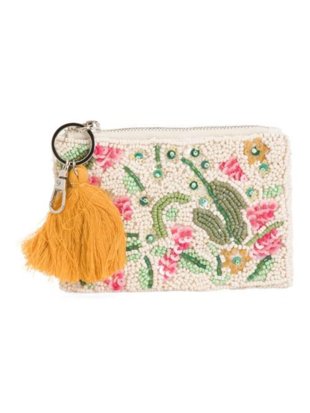 SOL AND MER Handmade Beaded Floral Coin Purse